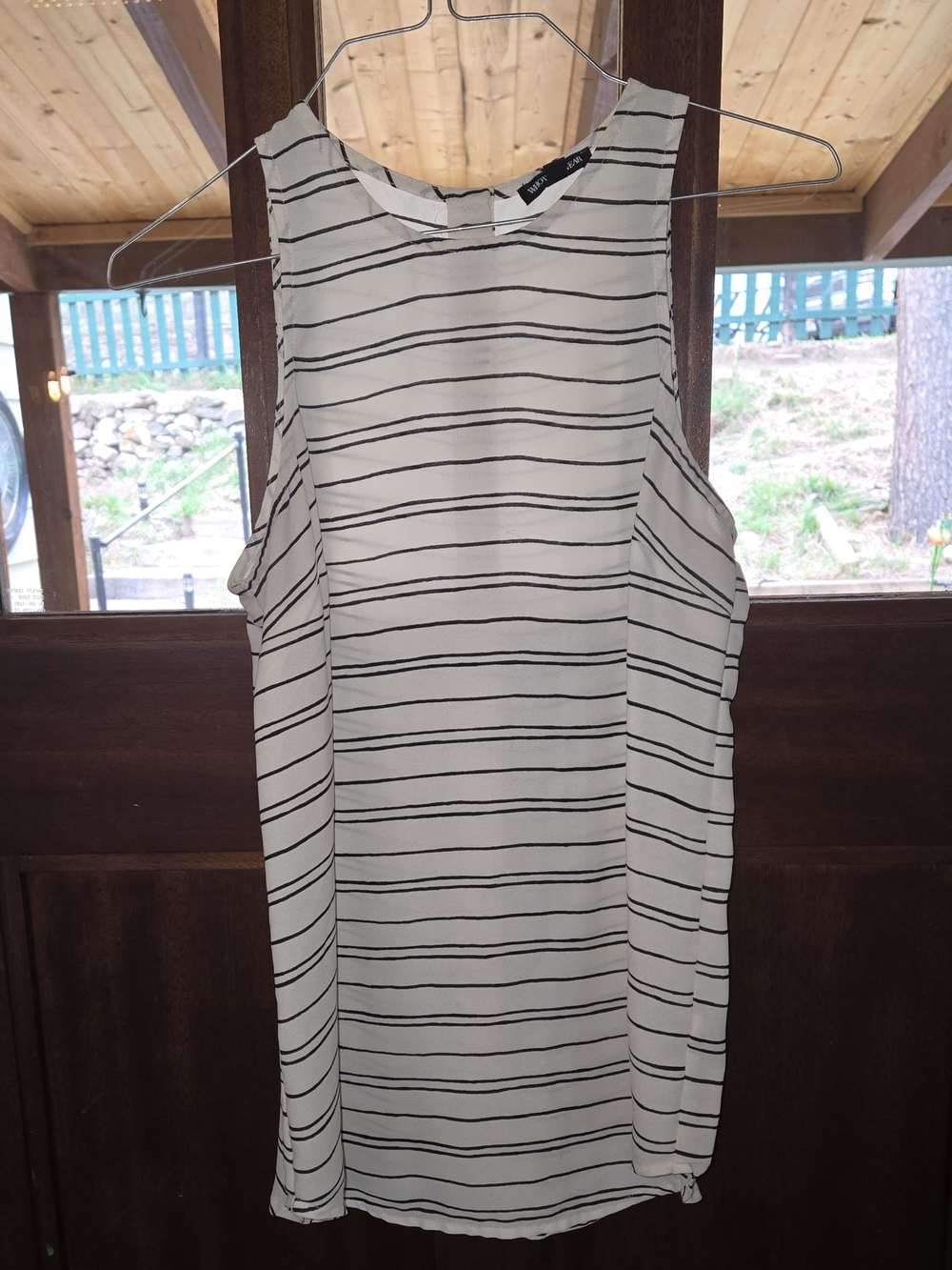 Who What Wear Cream and Black Striped Sleeveless Camisole